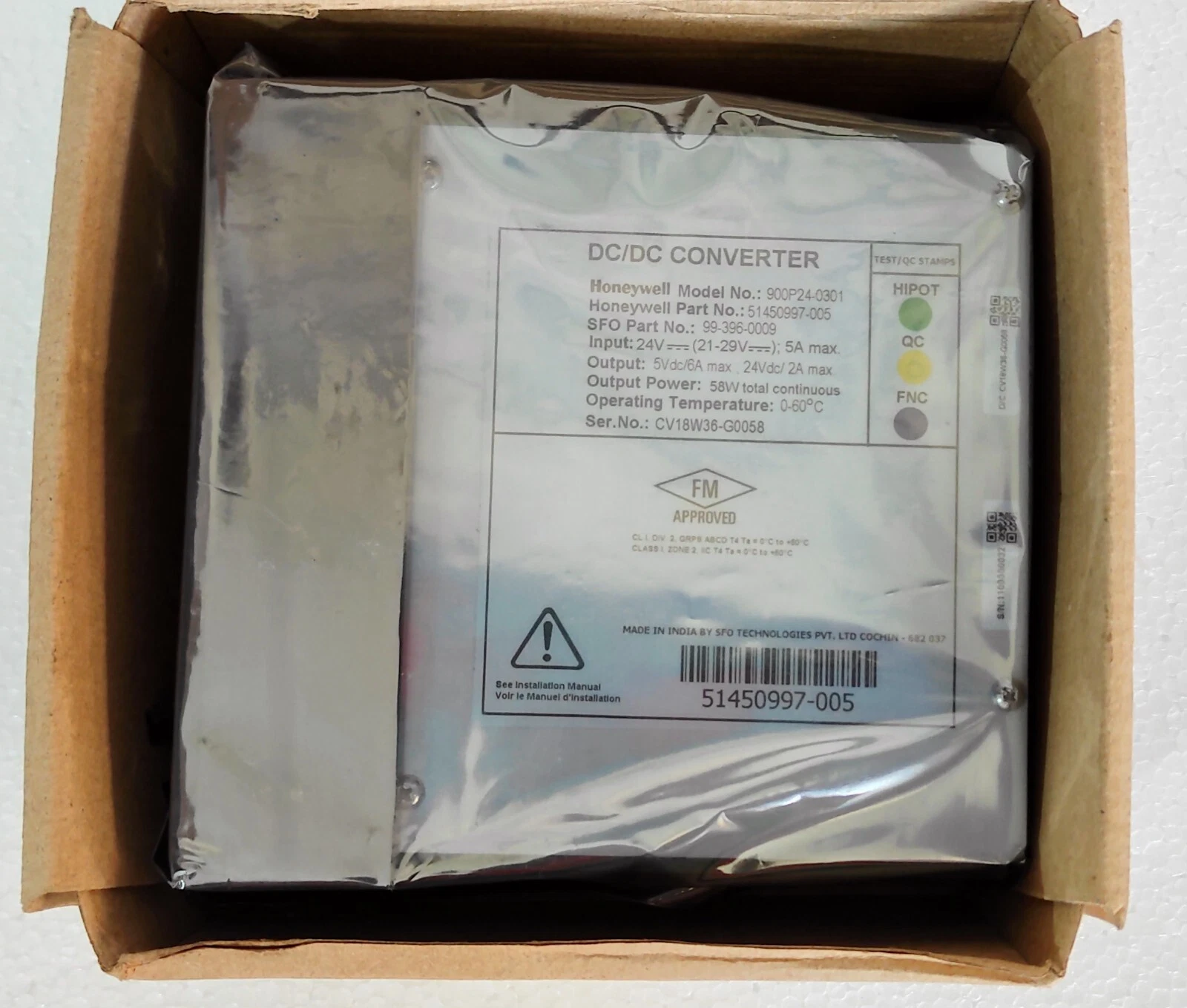 HONEYWELL 900P24-0301 DC/DC Convertor P/N: 51450997-005